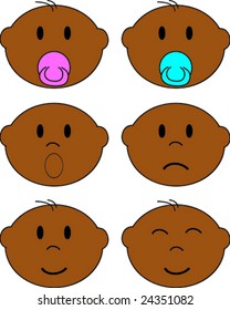 set of black baby faces