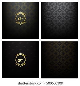 set of black background with thai alphabet number nine
