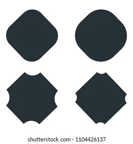 Set of black badge shape. Trophy and reward, competition and victory, success and achievement. Flat vector cartoon illustration. Objects isolated on white background.