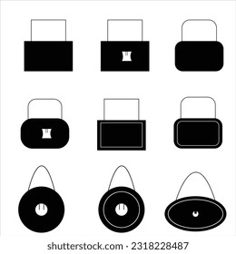 Satz von schwarzen Taschen und Schlössern