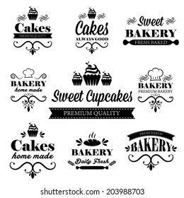 Set of black bakery logos