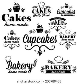 Set of black bakery logos