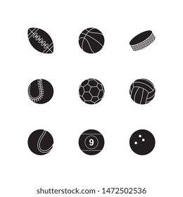 set of black ball icons on white background. simple vector logo art for tournament illustration and sport apps. eps 10