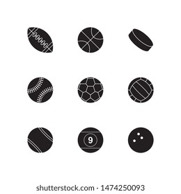 set of black ball icons on white background. simple vector logo art for tournament illustration and sport apps. eps 10