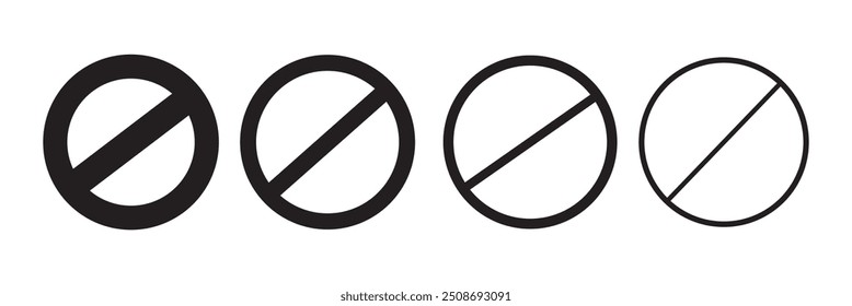 Set of black ban symbol. Set of prohibition sign. Stop symbol. black ban icon. Prohibition vector icon. No or ban black sign. No sign, empty no symbol. Editable vectors stop prohibitions sign symbol.