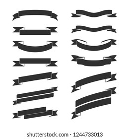 Set of black banner vectors