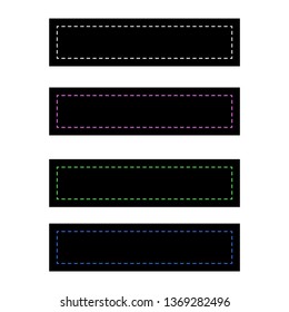 A set of black banners with a colored dotted line around the perimeter.