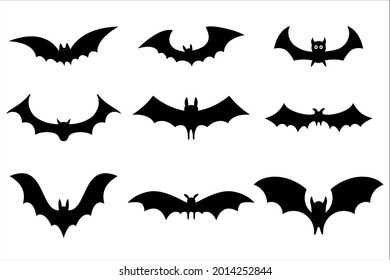 Set of black bat for Halloween party. Design brochure banner website