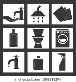 Set of black bathroom