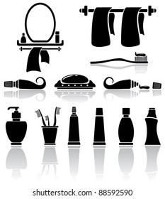 Set of black bathroom icons, illustration