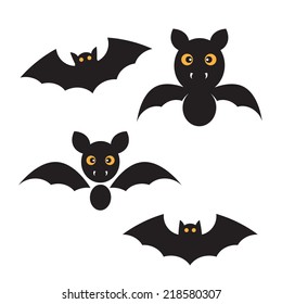 Set of black bats for halloween, eps10 vector design.