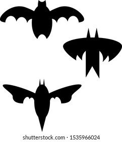 Set of black bats illustration on a white background. Vector art.