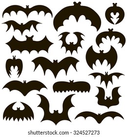a set of black bats on a white background