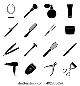 Set of black beauty icons, vector illustration