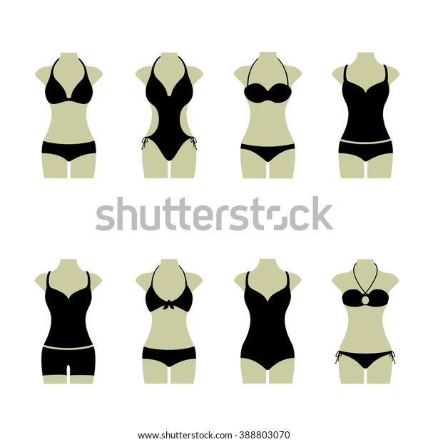 Set Black Bikinis Stock Vector (Royalty Free) 388803070 | Shutterstock
