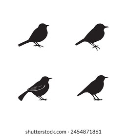 Set of black bird silhouettes. Vector elements for design.