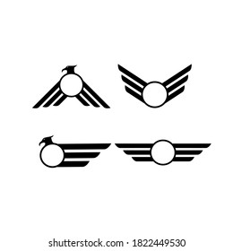 un conjunto de ilustraciones de la ala de pájaro negro para un símbolo o logotipo