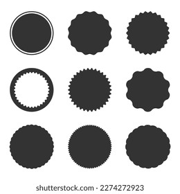 A set of black blank labels with a white background