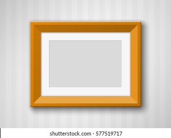 Set of Black Blank Picture Frames A3, A4 sizes, hanging on a color Wall from the Front. Design empty Template for Mock Up. Vector illustration