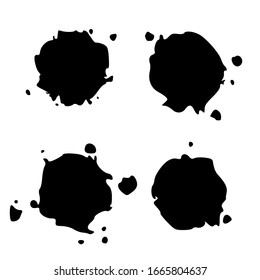 Establecer negro aislado en blanco. Desplome de tinta. Cepilla las gotas. Imagen Generada Digitalmente. Ilustración, EPS 10.