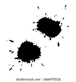 Set Black Blob Isolated on White. Ink splash. Brushes droplets. Digitally Generated Image. Illustration, EPS 10.