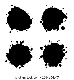 Set Black Blob on White. Ink splash. Brushes droplets. Digitally Generated Image. Illustration, EPS 10.