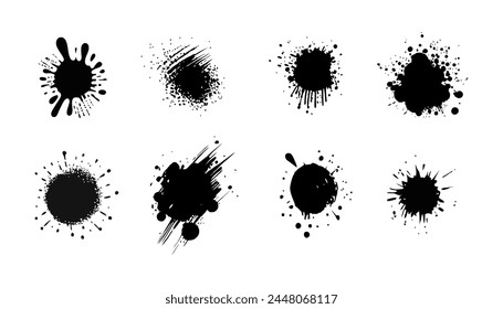 Set of Black blots. Grunge Design Elements. Brush Strokes. Vector illustration