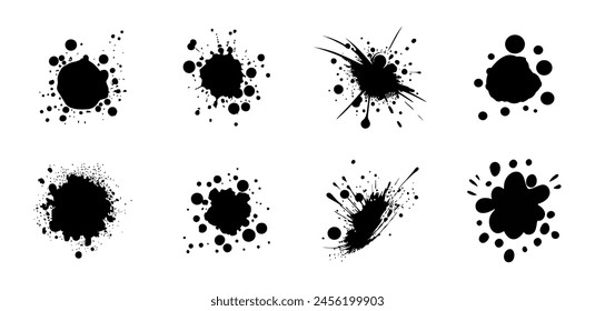 Conjunto de manchas negras. Elementos de diseño Grunge. Pinceladas. Ilustración vectorial