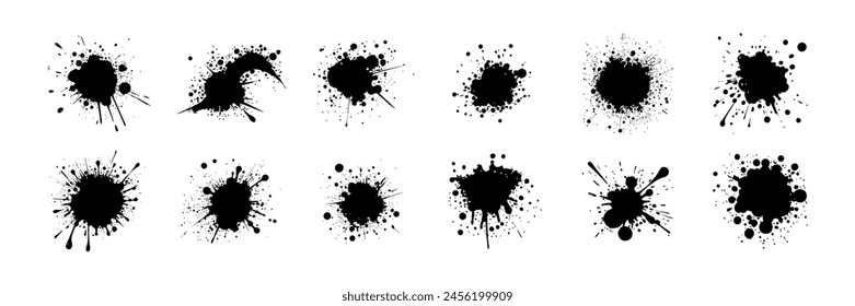 Set of Black blots. Grunge Design Elements. Brush Strokes. Vector illustration