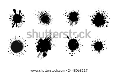 Set of Black blots. Grunge Design Elements. Brush Strokes. Vector illustration