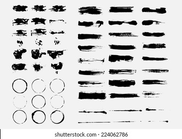 Set of black blots and ink splashes