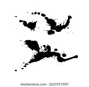 Conjunto de borrões pretos e respingos de tinta