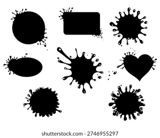  Set of black blots isolated on the white background. Set of paint splashes. Paint blots collection. Vector illustration