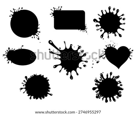  Set of black blots isolated on the white background. Set of paint splashes. Paint blots collection. Vector illustration