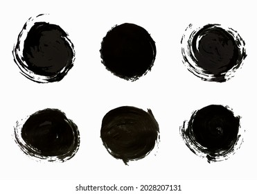 Set of black blots.Black spots, uneven edge.Watercolor texture.