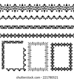 Set of black borders isolated on white