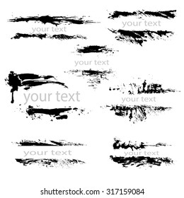 Set of black borders, isolated on white background, Design Abstract elements. Grunge texture. 