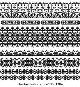 Set of black borders isolated on white