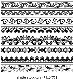 Set from black  borders on the white background