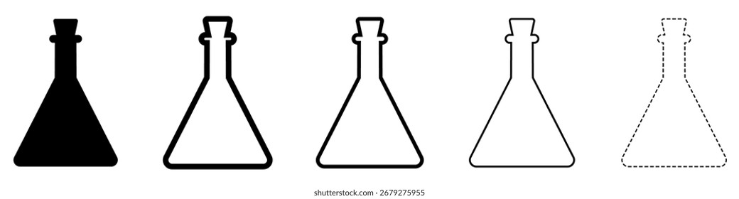 Conjunto de botellas negras en varios estilos. Botellas aisladas sobre fondo blanco. Ilustraciones vectoriales.