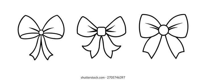 set of black bows on a white background