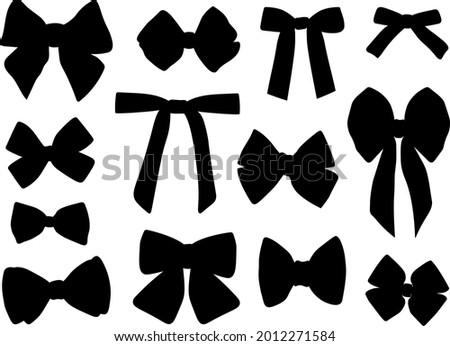 Set black bows silhouettes vector illustration	