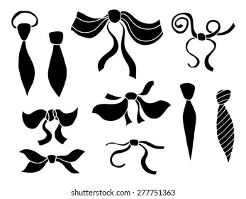 Set of black bows. Vector illustration, Isolated