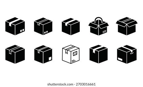 Set of black box icons in vector