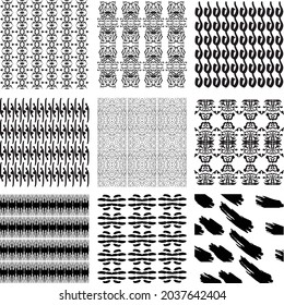 Set Black Brush Abstract background texture pattern design vector illustration.