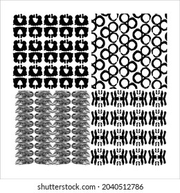 Set Black Brush Abstract background texture pattern design vector illustration.