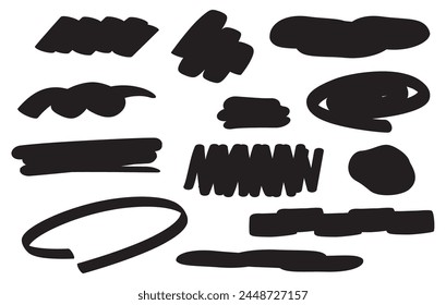 Set of black brush line decorations
