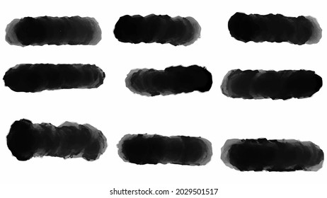 Conjunto de pincel negro, pintura, trazos de pincel de tinta, pinceles, líneas. Elementos de diseño artístico sucio. Ilustración vectorial. Aislado sobre fondo blanco.