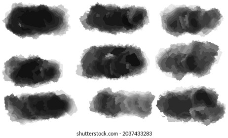 Set of black brush, paint, ink brush strokes, brushes, lines. Dirty artistic design elements. Vector illustration. Isolated on white background.