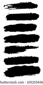 set black brush paint vector. Painted grunge stripes set. Black labels, background, paint texture. Brush strokes vector. Handmade design elements.